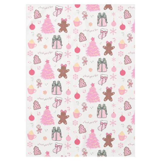 Nappe Motif de Noël rose (Devant)