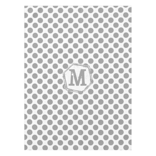Nappe Motif de point Polka gris monogramme personnalisé (Devant)