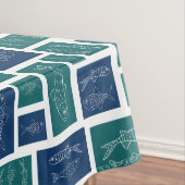 Nappe Motif de poisson bleu vert vintage (In Situ)