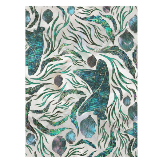 Nappe Motif de poisson stingray et squelette Abalone (Devant)