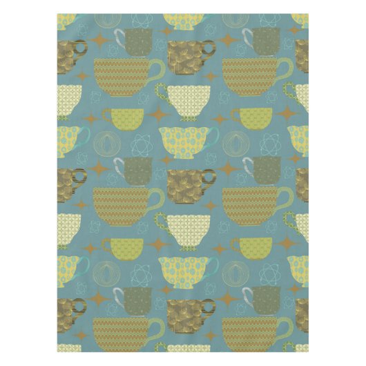 Nappe Motif de thé bleu Dusty du milieu du siècle (Devant)