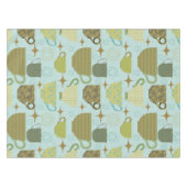 Nappe Motif de thé turquoise du milieu du siècle (Devant (Horizontal))