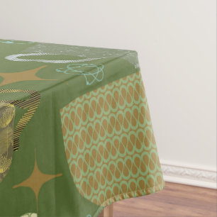 Nappe Motif de thé vert brillant du milieu du siècle