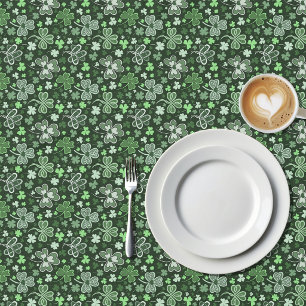 Nappe Motif de Trèfle Celtique Cœurs Irlandais Verts