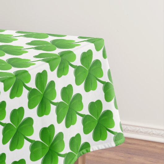 Nappe Motif de trèfle vert à quatre feuilles sur blanc (In Situ)
