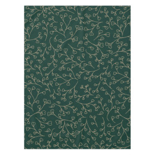 Nappe Motif de vigne botanique vert émeraude foncé et or