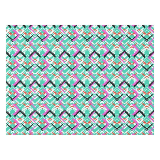 Nappe Motif de zigzag turquoise tiré par la main (Devant (Horizontal))