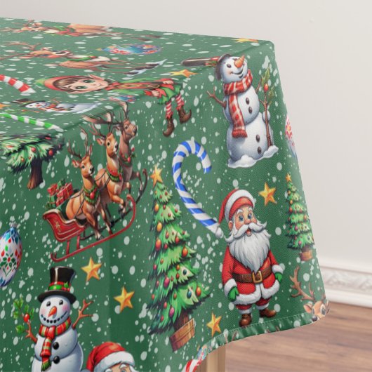 Nappe Motif décoratif de Noël sur fond vert