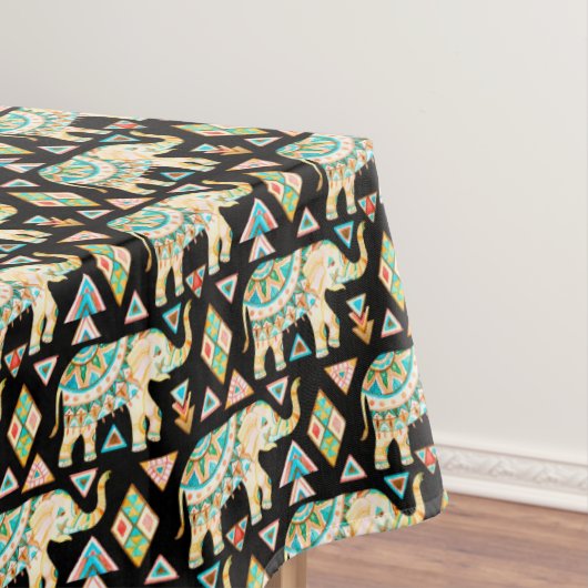 Nappe Motif d'éléphants indiens colorés (In Situ)