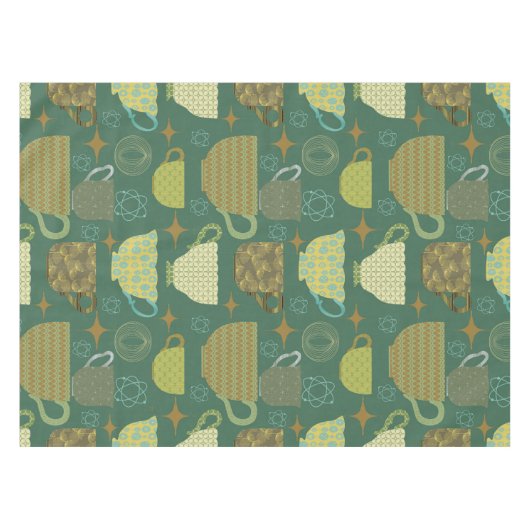 Nappe Motif d'enseignement rétro vert du milieu du siècl (Devant (Horizontal))