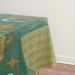 Nappe Motif d'enseignement rétro vert du milieu du siècl