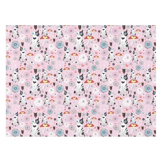 Nappe motif des chats et des fleurs (Devant (Horizontal))