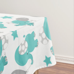 Nappe Motif Des Eléphants Bleus, Eléphants Mignons, Étoi