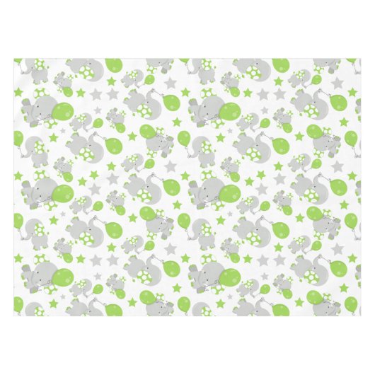 Nappe Motif Des Eléphants, Eléphants Mignons - Grey Vert (Devant (Horizontal))