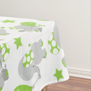 Nappe Motif Des Eléphants, Eléphants Mignons - Grey Vert