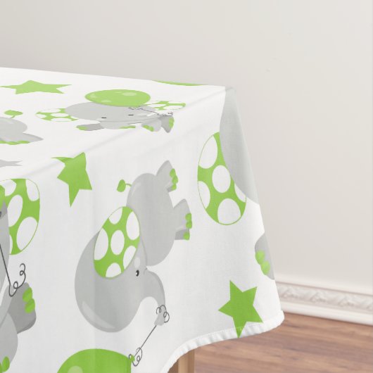Nappe Motif Des Eléphants, Eléphants Mignons - Grey Vert (In Situ)