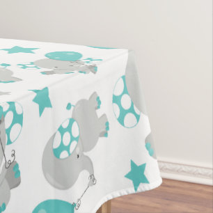Nappe Motif Des Eléphants, Eléphants Mignons - Gris Bleu