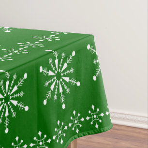 Nappe Motif des flocons blancs et verts de Noël