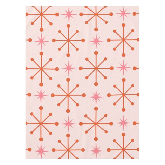 Nappe Motif d'étoiles atomique rose du milieu du siècle (Devant)