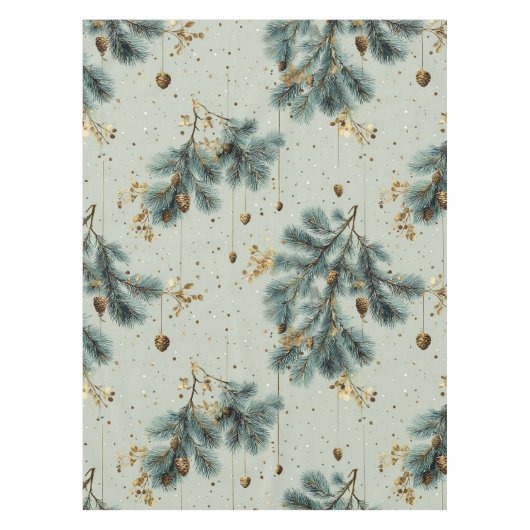 Nappe Motif d'hiver de Pinecone bleu et Brown (Devant)