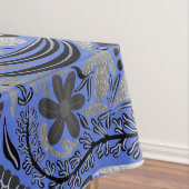 Nappe Motif d'illustration Feuilles floral bleu argent (In Situ)