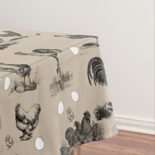 Nappe Motif d'oeufs de coq de poulet de pays vintage