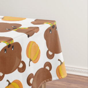 Nappe Motif D'Ours, Ours Mignons, Automne, Citrouille