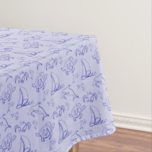 Nappe Motif d'une ligne d'animal marin et voilier