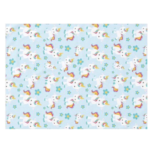 Nappe Motif D'Unicornes, De Mignons Unicornes, Fleurs (Devant (Horizontal))