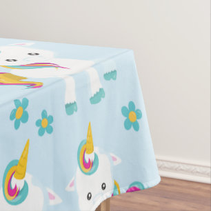 Nappe Motif D'Unicornes, De Mignons Unicornes, Fleurs