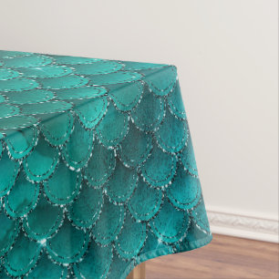 Nappe Motif Écailles de Sirène Glam Ombré Sarcelle