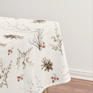 Nappe Motif élégant d'aquarelle de bois en hiver