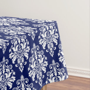 Nappe Motif élégant de damassé de bleu marine et de