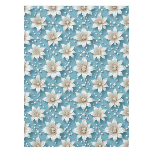 Nappe Motif Élégant de Fleur Blanche avec Perles (Devant)