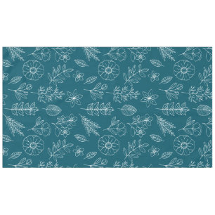 Nappe Motif élégant de fleurs feuillues sarcelle foncée