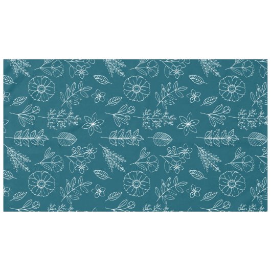 Nappe Motif élégant de fleurs feuillues sarcelle foncée (Devant (Horizontal))