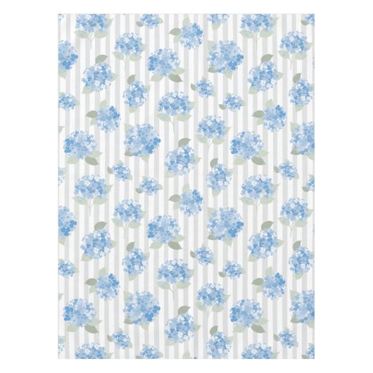 Nappe Motif élégant d'hortensia bleu avec rayure grise (Devant)
