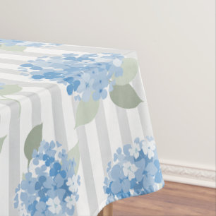 Nappe Motif élégant d'hortensia bleu avec rayure grise
