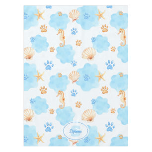 Nappe Motif Empreinte de patte d'inspiration océanique a