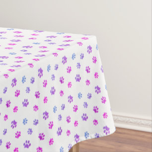 Nappe Motif Empreintes de Patte Rose Violet Bleu
