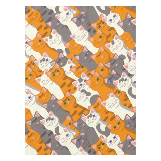 Nappe Motif en diagonale du chat noir blanc gingembre (Devant)