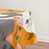 Nappe Motif en diagonale du chat noir blanc gingembre (In Situ)