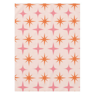 Nappe Motif étoilé Rétro Milieu de Siècle Rose Orange 