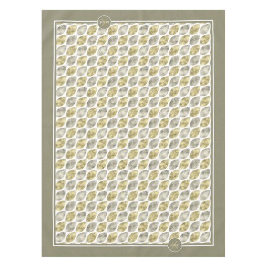 Nappe Motif feuille stylisé Monogramme petit or ID707 (Devant)