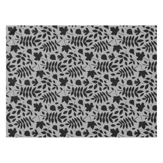 Nappe Motif Feuille tombé noir sur gris (Devant (Horizontal))