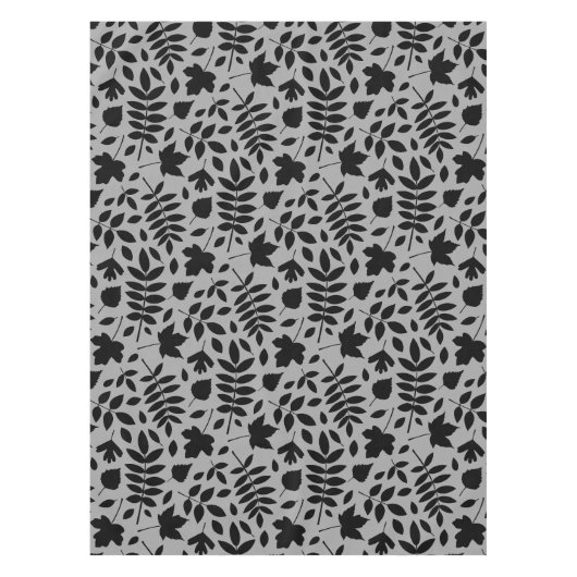 Nappe Motif Feuille tombé noir sur gris (Devant)