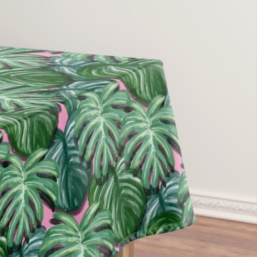 Nappe Motif Feuille tropical - Liège vert (In Situ)