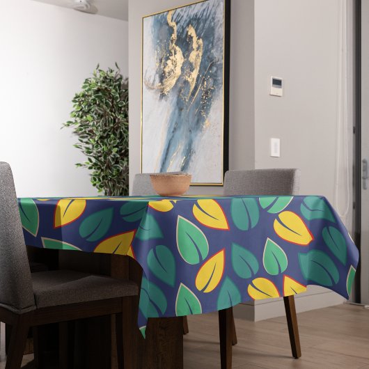 Nappe Motif Feuille vert et jaune en chute