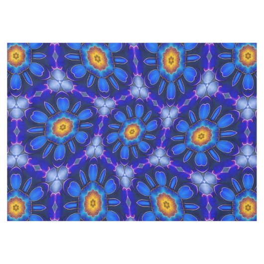 Nappe Motif Fleurs bleues Abstraites (Devant (Horizontal))