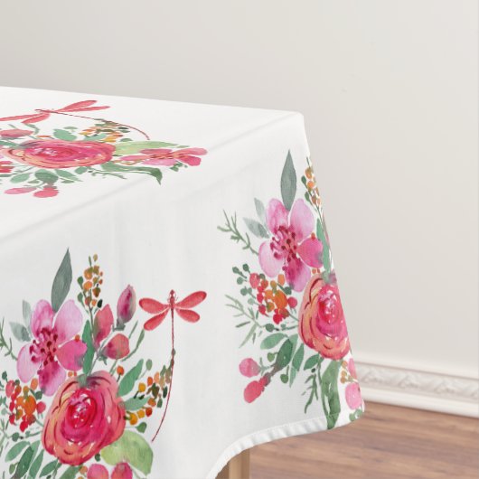 Nappe Motif fleurs roses et libellules (In Situ)